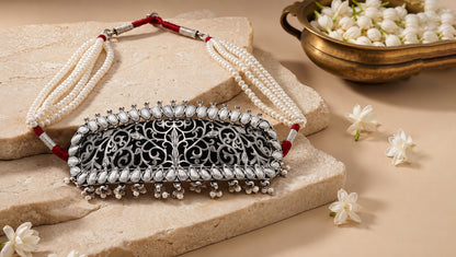 Vividh- Silver Sharia Charming Choker
