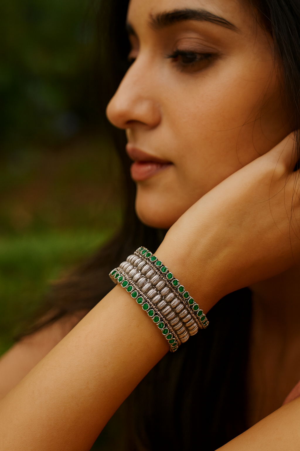 Sangeeta Boochra Statement Silver Bangle | Artisan Design