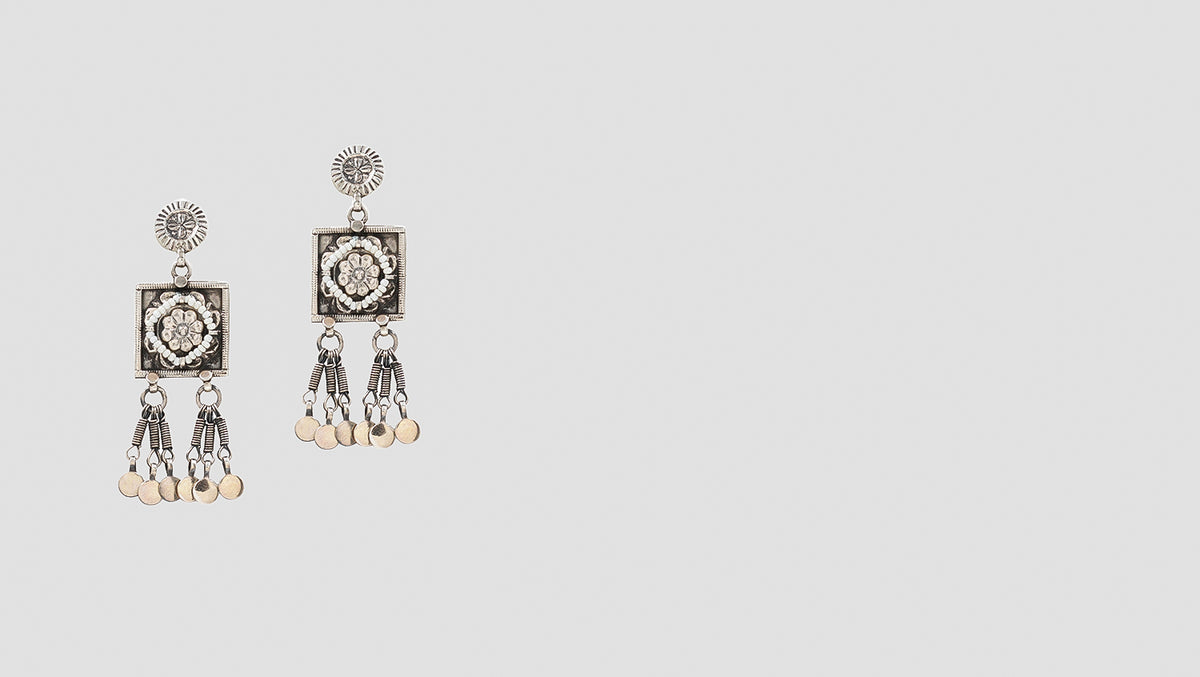 Ethereal Grace: Sangeeta Boochra Silver Statement Earrings