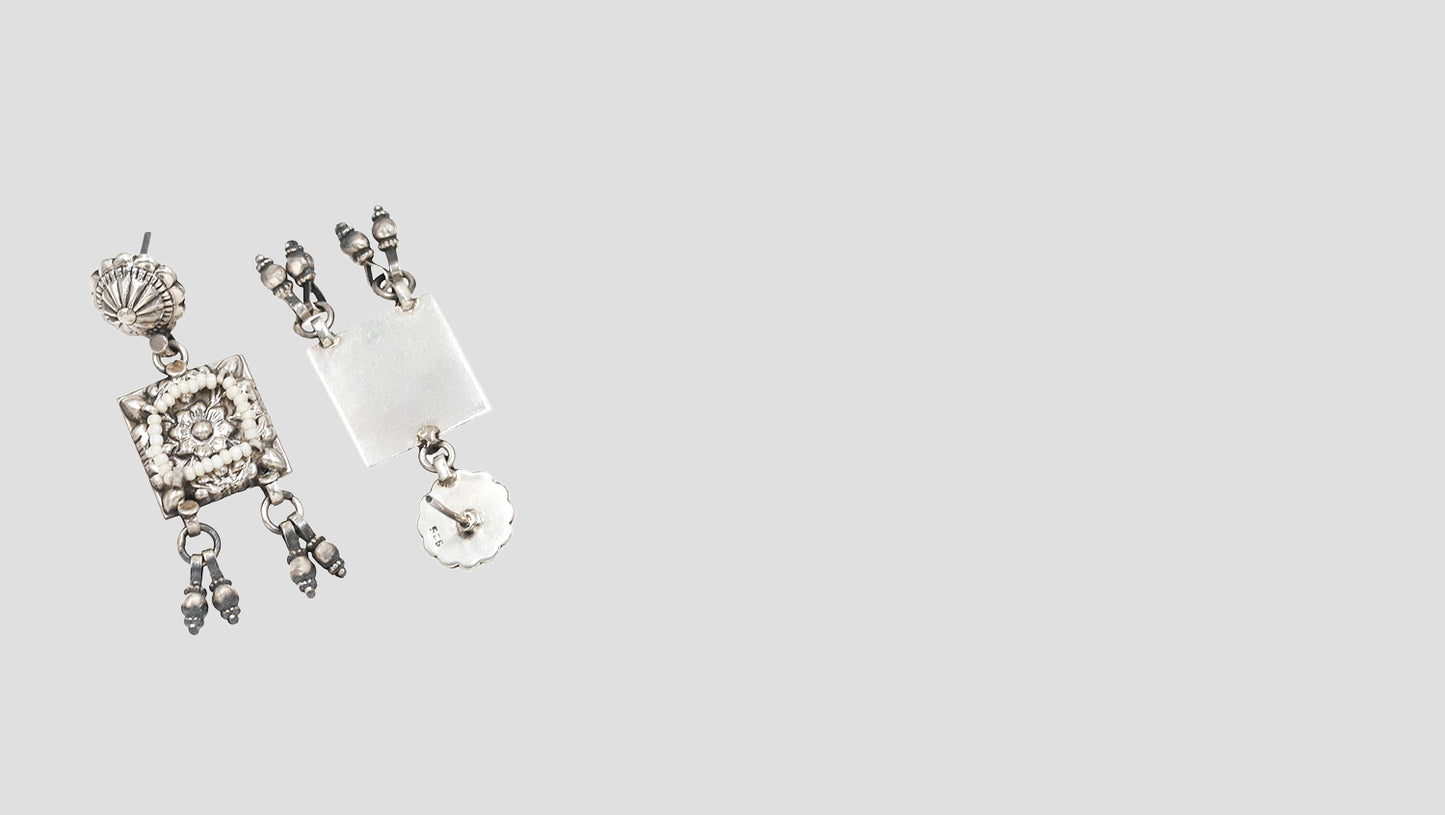 Eternal Grace: Handcrafted Floral Silver Earrings