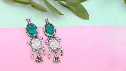 Delicate Silver Earrings Adorned with Vibrant Hydro Gemstones