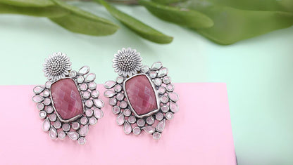 Handcrafted Silver Earrings Studded with Hydro Jewels
