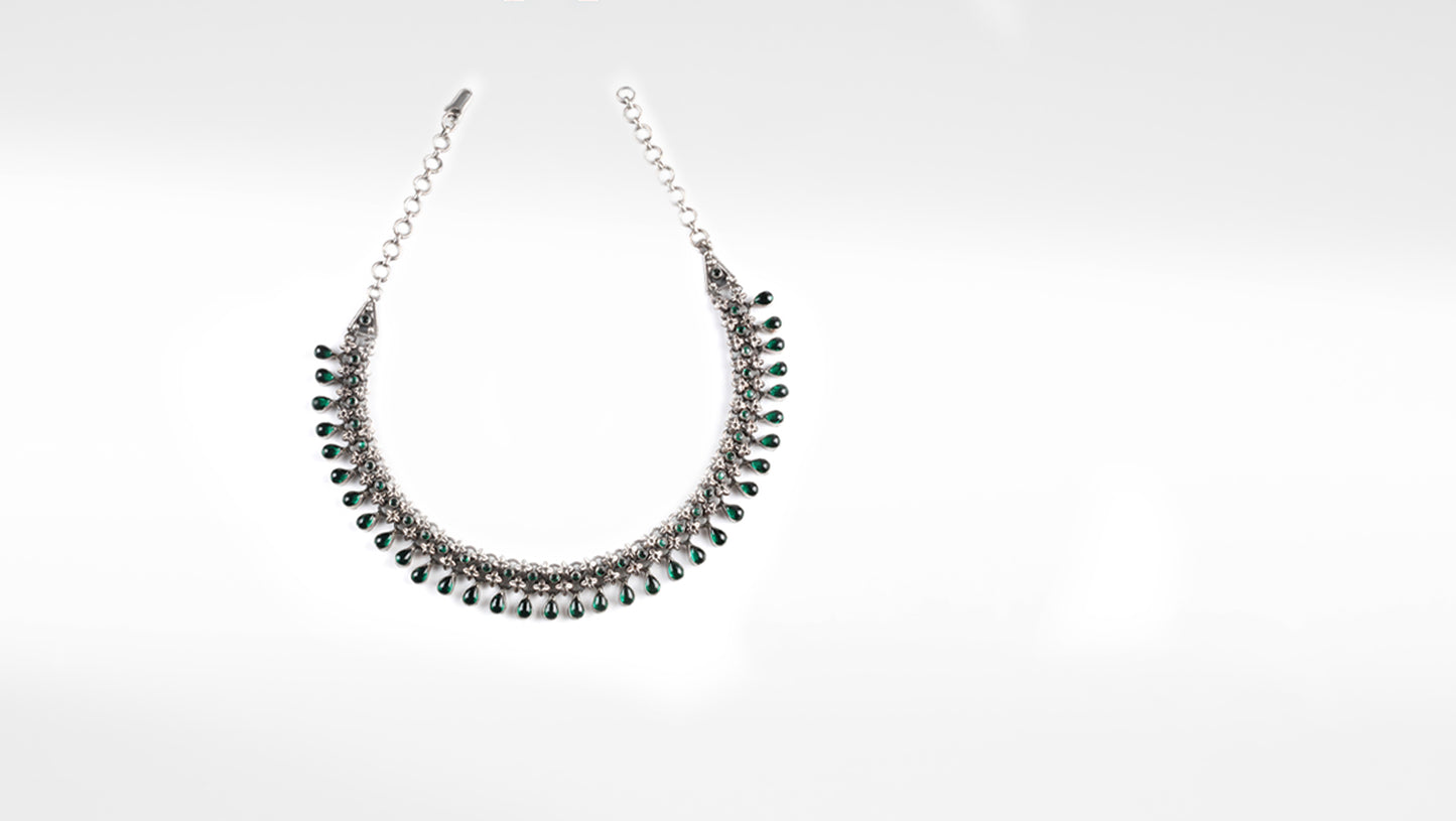 Silver Jamila Oxidised Necklace