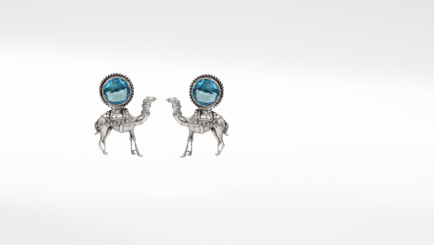 Silver Enchanting Handcrafted Citrine Studded Creatures Earrings