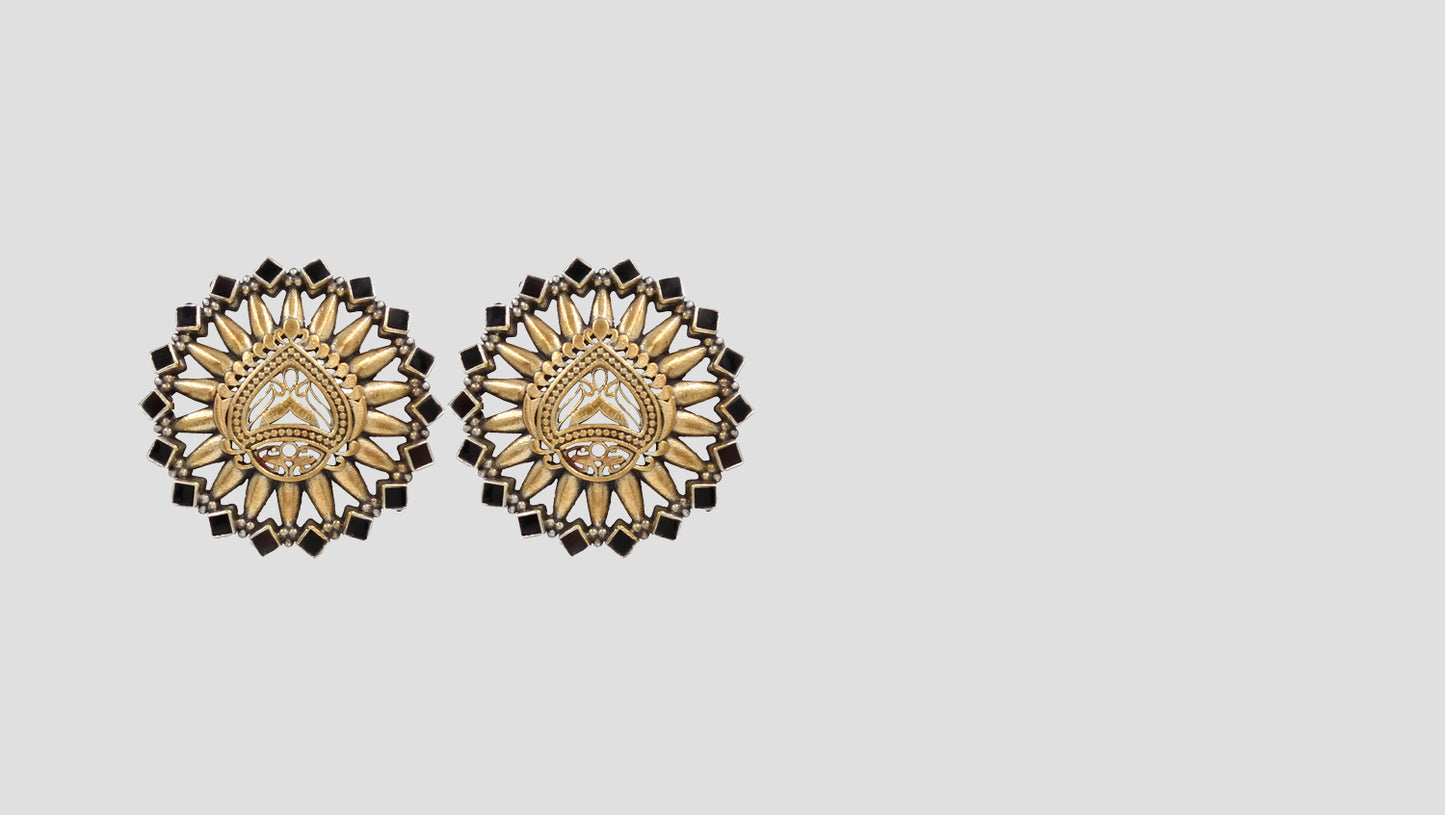 Sculpted Radiance: Sangeeta Boochra Gold-Plated Round Studs