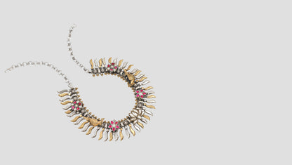 Ethereal Elegance: Oxidized Silver & Gold-Plated Statement Necklace