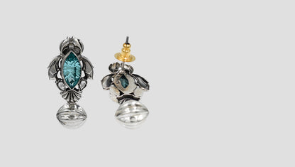 Antique Aqua Marquise Silver Earrings by Sangeeta Boochra
