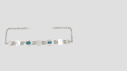 Regal Radiance: Artisan Silver Choker with Turquoise Accents