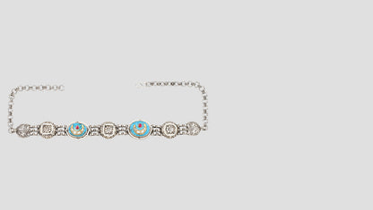 Regal Radiance: Artisan Silver Choker with Turquoise Accents