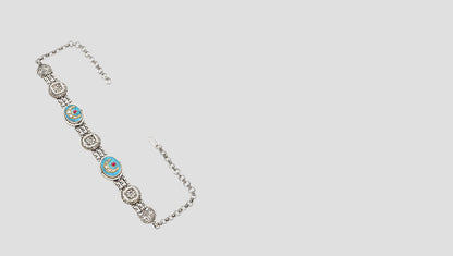 Regal Radiance: Artisan Silver Choker with Turquoise Accents