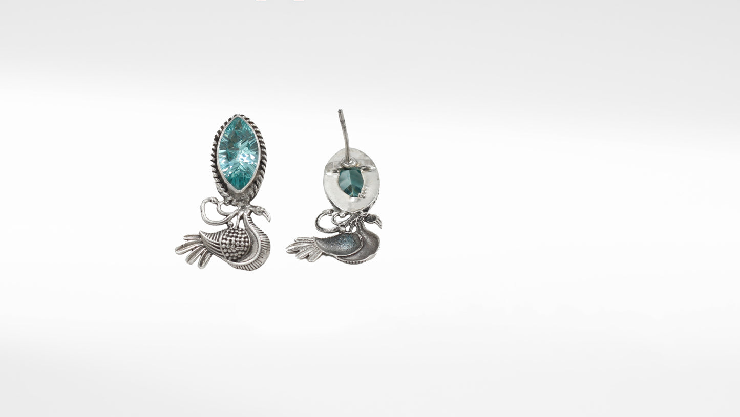 Silver Mayura Citrine Studded Earring