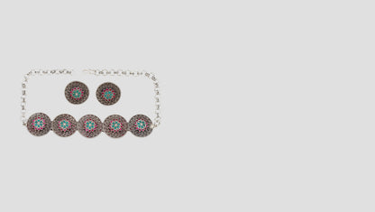 Bohemian Enamel Work Silver Choker & Earrings – Statement Jewelry