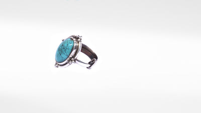Sangeeta Boochra Turquoise Tribal Silver Adjustable Ring