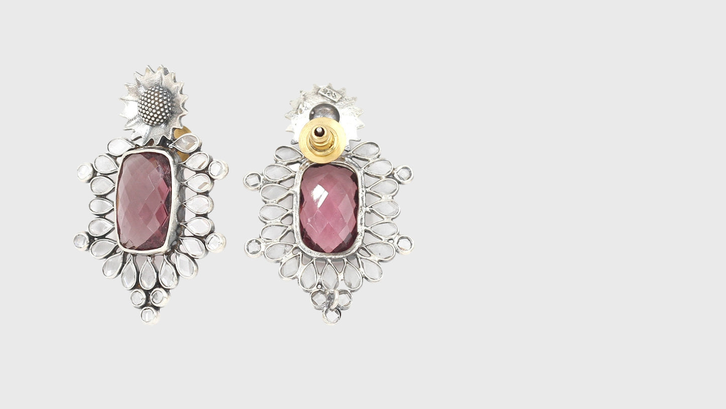 Unique Silver Earrings with Brilliant Hydro Gems