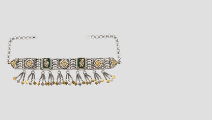 Royal Heritage: Sangeeta Boochra Silver Choker with Gold Accents