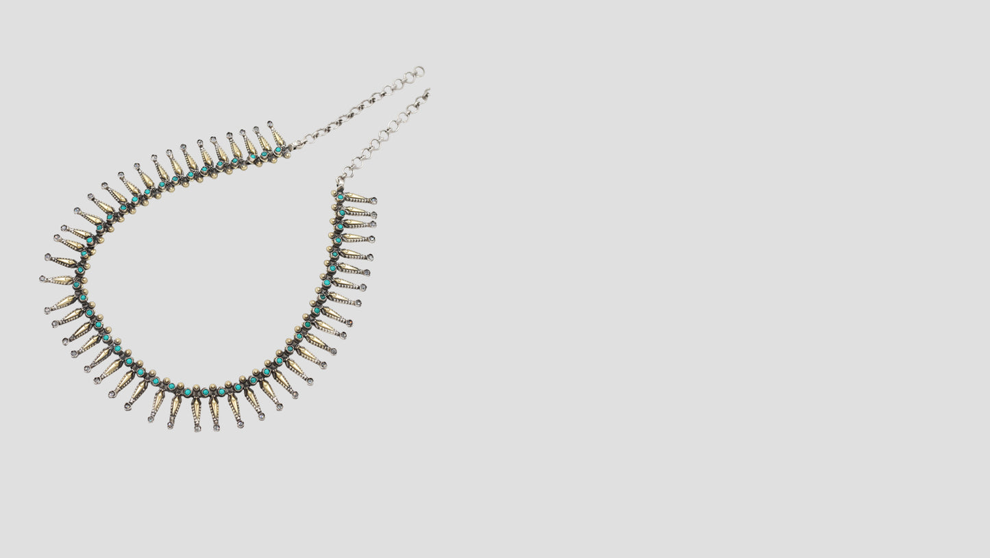 Handcrafted Tribal-Inspired 925 Silver Necklace with Antique Finish