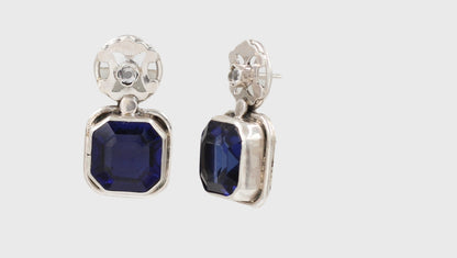 Sapphire Elegance: Sangeeta Boochra Silver Handcrafted Earrings