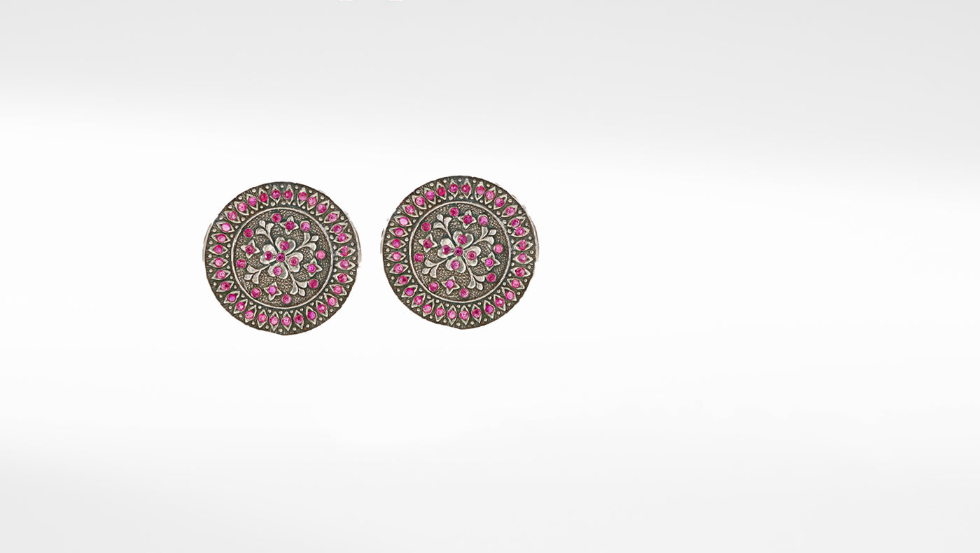 Diya Silver Earrings with Antique Design
