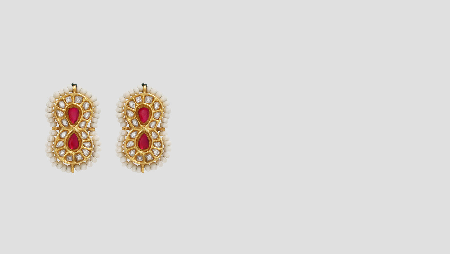 "Regal Radiance: Sangeeta Boochra Gold-Plated Kundan Earrings "