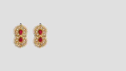 "Regal Radiance: Sangeeta Boochra Gold-Plated Kundan Earrings "