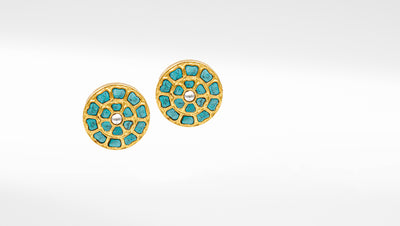 Silver Alina Earrings in 24K Gold Plating, Accentuated with Kundan Setting
