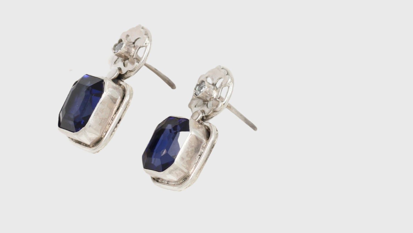 Sapphire Elegance: Sangeeta Boochra Silver Handcrafted Earrings