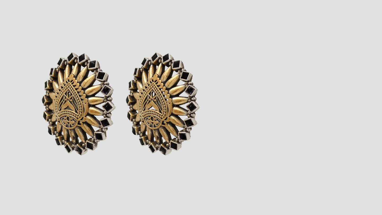 Sculpted Radiance: Sangeeta Boochra Gold-Plated Round Studs
