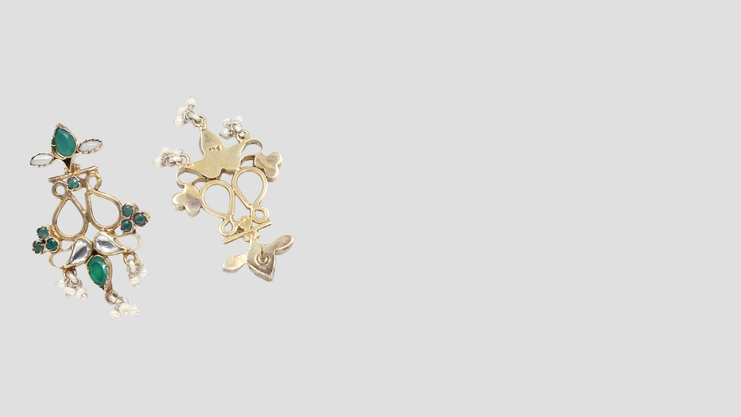 Sangeeta Boochra Elegant Silver & Gemstone Drop Earrings