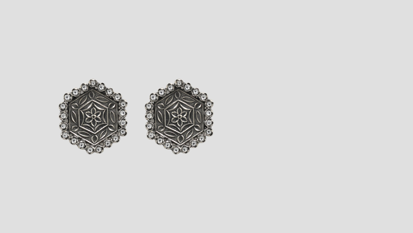 Handcrafted Floral Studs in Sterling Silver
