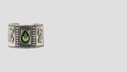 Mystic Enchantment: Handcrafted 925 Silver Cuff Bangle