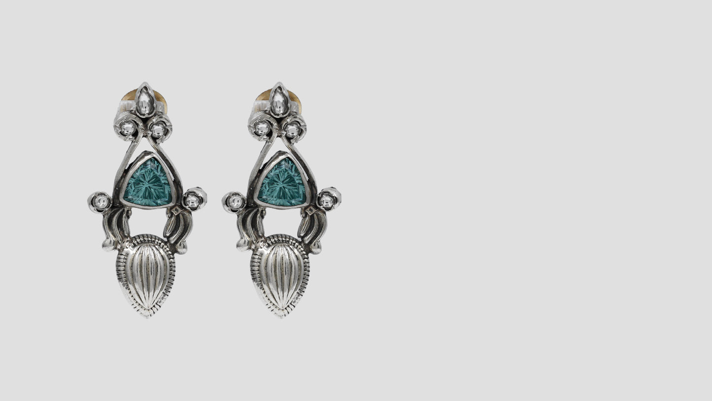 Elegant Aqua Sparkle Sterling Silver Earrings by Sangeeta Boochra