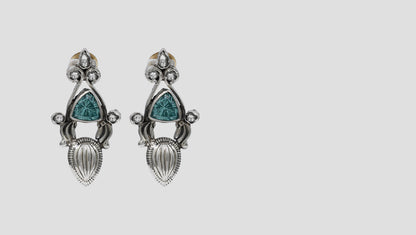 Elegant Aqua Sparkle Sterling Silver Earrings by Sangeeta Boochra