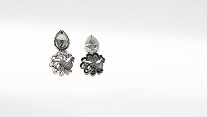 Mayura Silver Handmade Studded With Citrine Earring