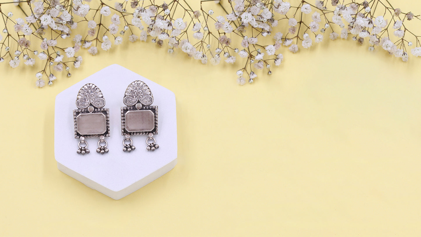 Ornate Simplicity: Sangeeta Boochra Silver Handcrafted Studs