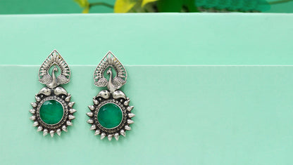 Peacock Heritage Silver Earrings by Sangeeta Boochra