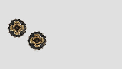 Antique Silver & Gold Floral Stud Earrings by Sangeeta Boochra
