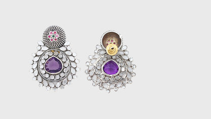 Exquisite Silver Handmade Earrings Adorned with Hydro Gems