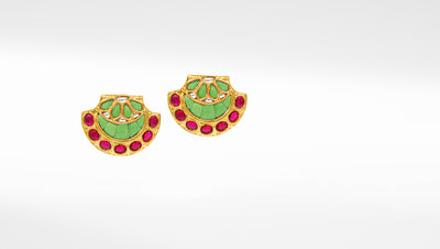 Designer Silver Earrings with Kundan Setting and Gold Plating
