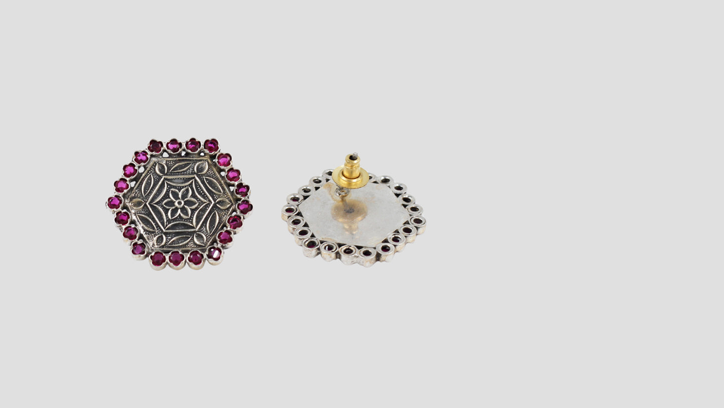 Vintage Floral Silver Studs by Sangeeta Boochra