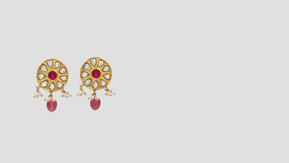 "Opulent Charm: Sangeeta Boochra Kundan Gold-Plated Earrings "