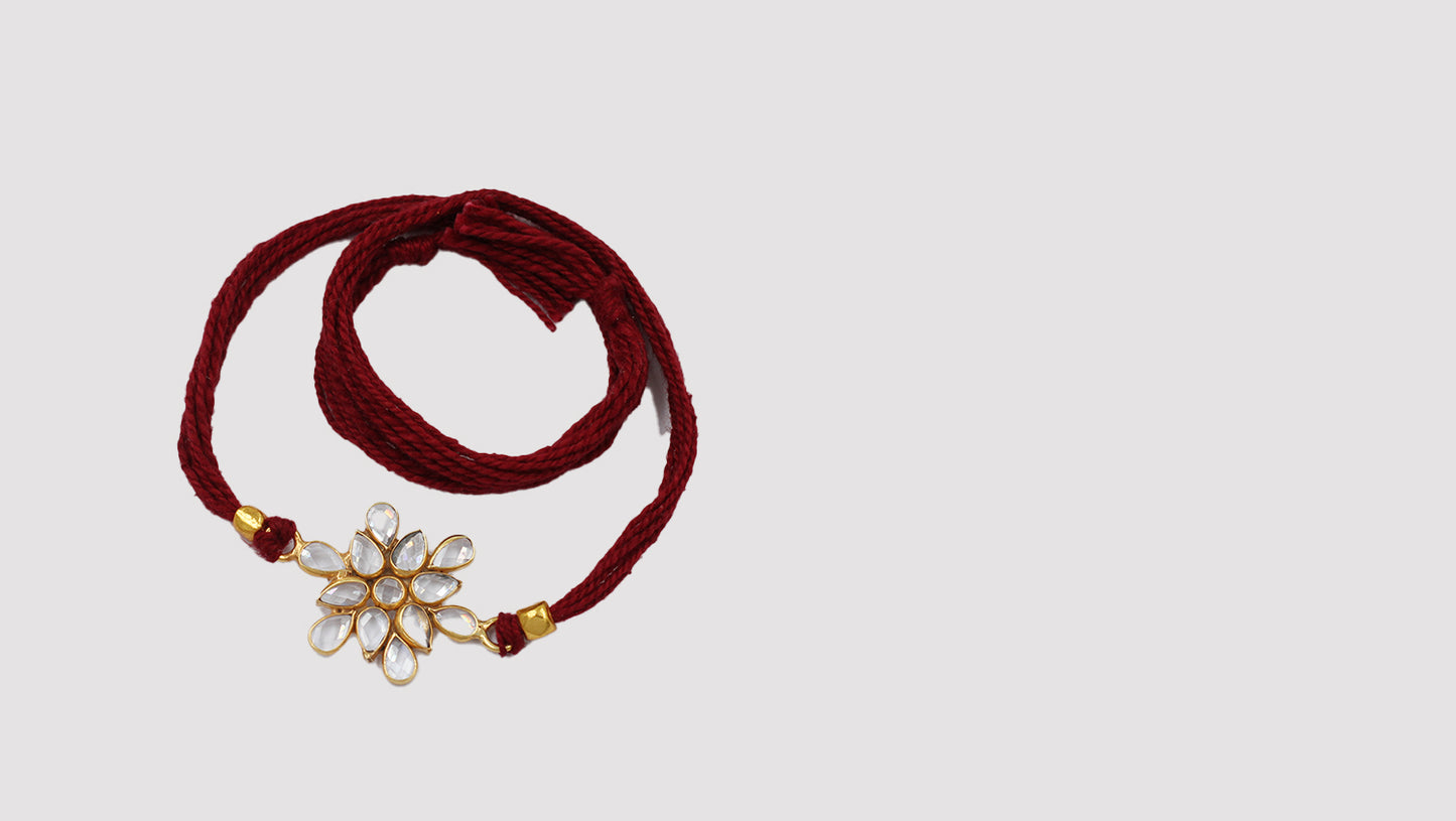 Sangeeta Boochra "925 Sterling Silver Stone-Studded Rakhi: Timeless Bond"