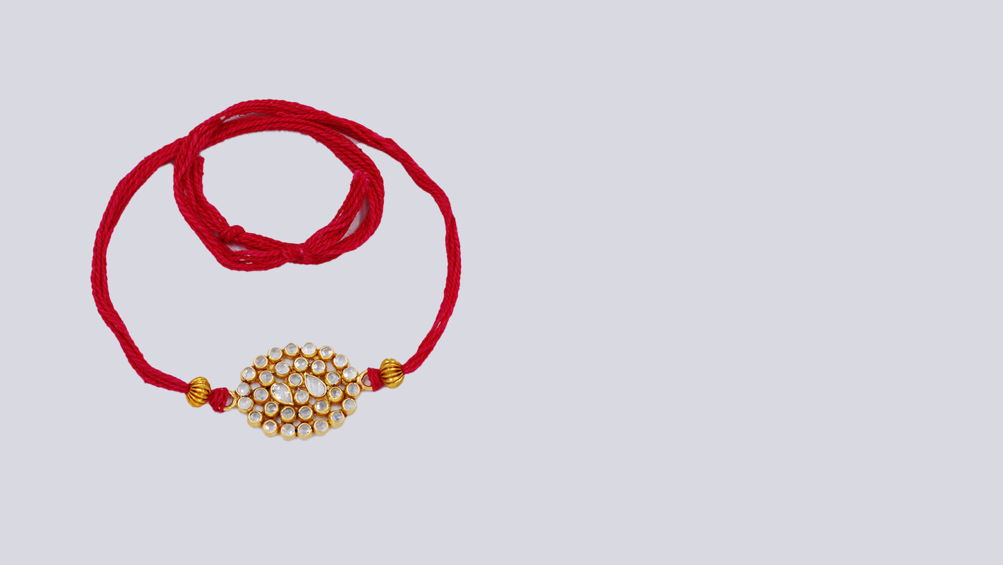 Sangeeta Boochra "925 Sterling Silver Stone-Studded Rakhi: Timeless Bond"