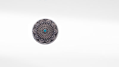 Turquoise Studded Round Silver Ring