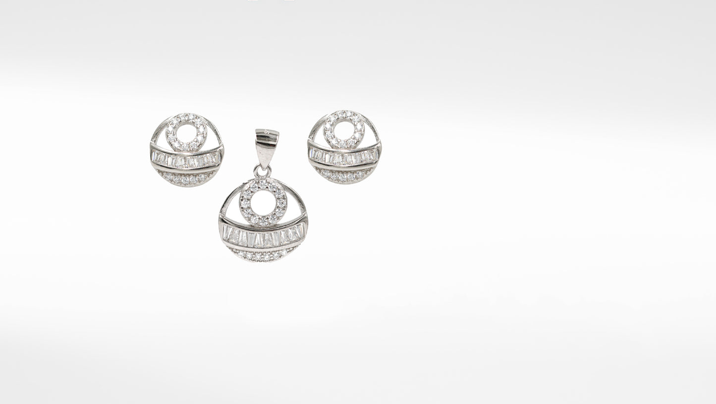 Celestial Harmony CZ Earrings & Pendant Ensemble