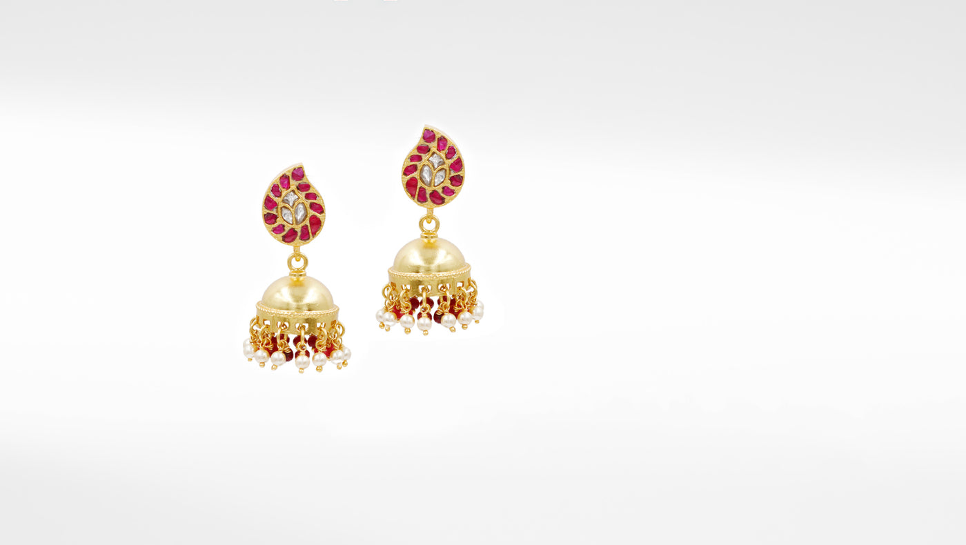 Silver Jhumki Enriched with Polished Gold