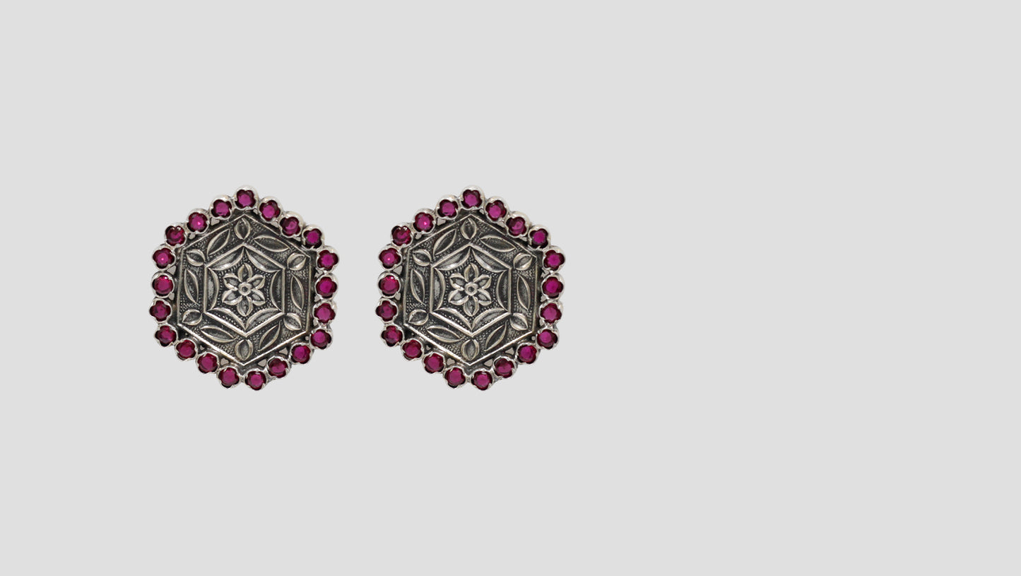 Vintage Floral Silver Studs by Sangeeta Boochra
