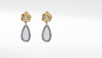 Silver Earring With Rose Quartz Gemstone