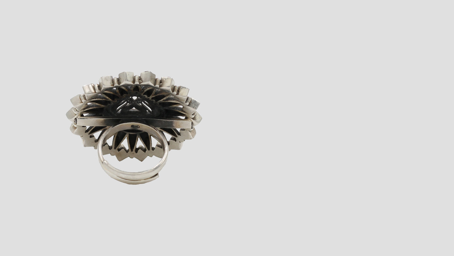 Gleaming Grace: Sangeeta Boochra Silver Gold-Plated Ring