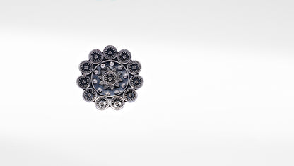 Floral Intricate Oxidized Silver Ring