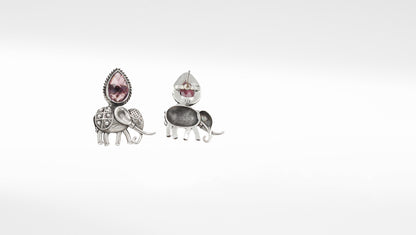 Silver Handmade Citrine Studded Mastodon Earring